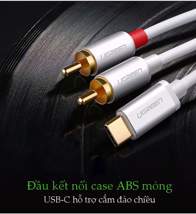 Cáp chuyển đổi USB type C sang 2 đầu hoa sen RCA cao cấp dài 0.5-3m UGREEN AV145 Cáp chuyển đổi USB type C sang 2 đầu hoa sen RCA cao cấp dài 0.5-3m UGREEN AV145