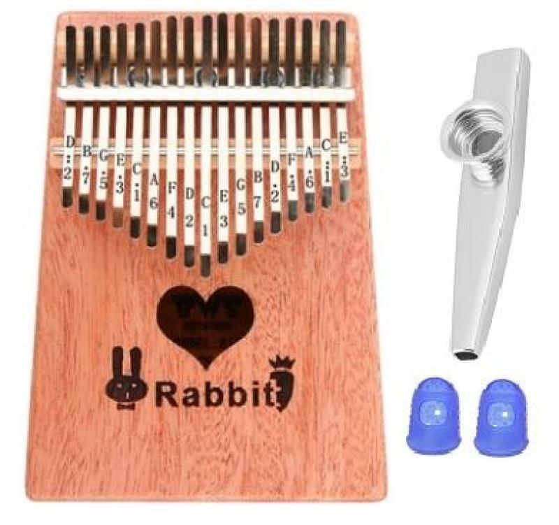 Đàn Kalimba 17 Phím BWS Rabbit (Solid Mbira Thumb Finger Piano 17 Keys - Kèm túi, hướng dẫn, búa lên dây, dán nốt - Cho trẻ cảm thụ Âm Nhạc và người mới chơi Nhạc Cụ) Kèm Kèn Kazoo + bọc ngón tay
