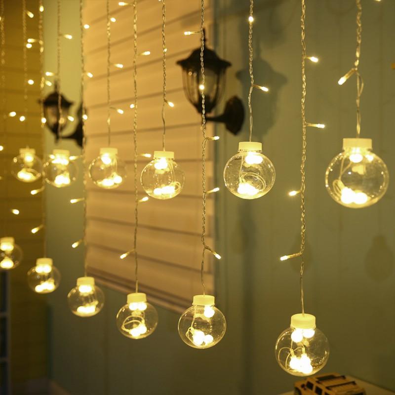 Đèn Led mành quả cầu trang trí noel vàng Thiên Mã