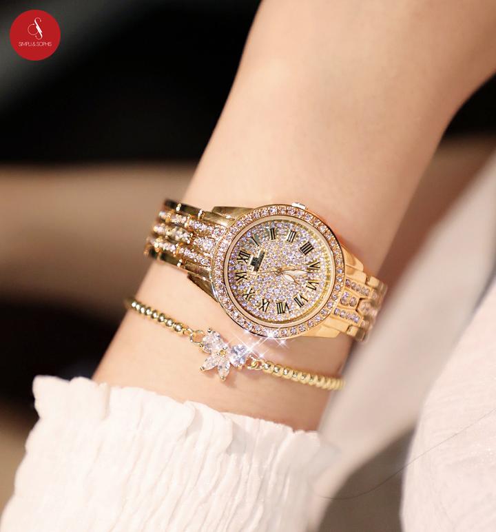 Đồng hồ nữ Bee Sister 1501 đính đá cao cấp 30mm + Tặng hộp đựng đồng hồ thời trang & Pin