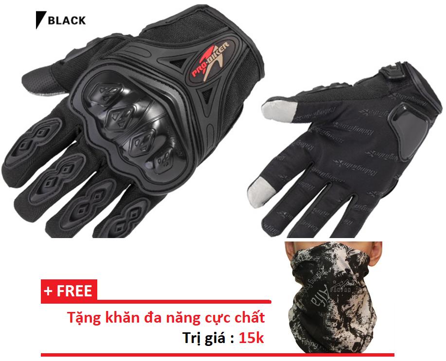găng tay dài ngón cảm ứng điện thoại, Găng tay xe máy, găng tay phượt, găng tay nam + Tặng kèm 1 khăn đa năng trị giá 15k