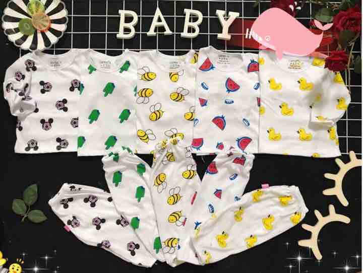 Sét 5 bộ quần áo dài tay cotton cho bé