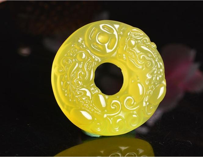 [HCM]Ngọc bội chế tác từ ngọc cẩm thạch vàng thiên nhiên cao cấp KD79