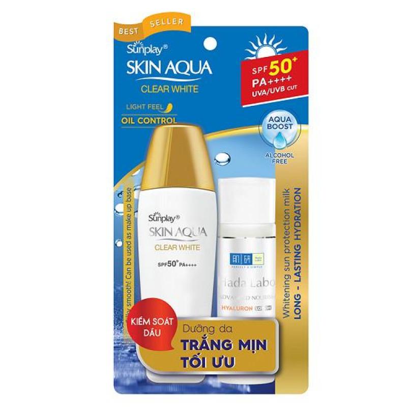 Chống nắng Sunplay Skin Aqua Clear White SPF 50+ PA++++ 25g + Tặng 1 Dung dịch  Hada Labo 40ml nhập khẩu