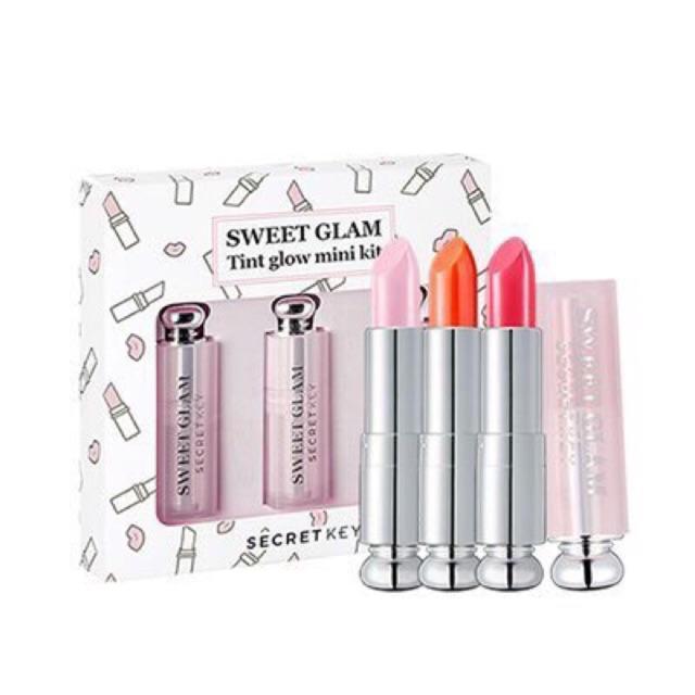 [HCM]Set 3 son dưỡng có màu Secret Key Sweet Glam Tint Glow Mini Kit
