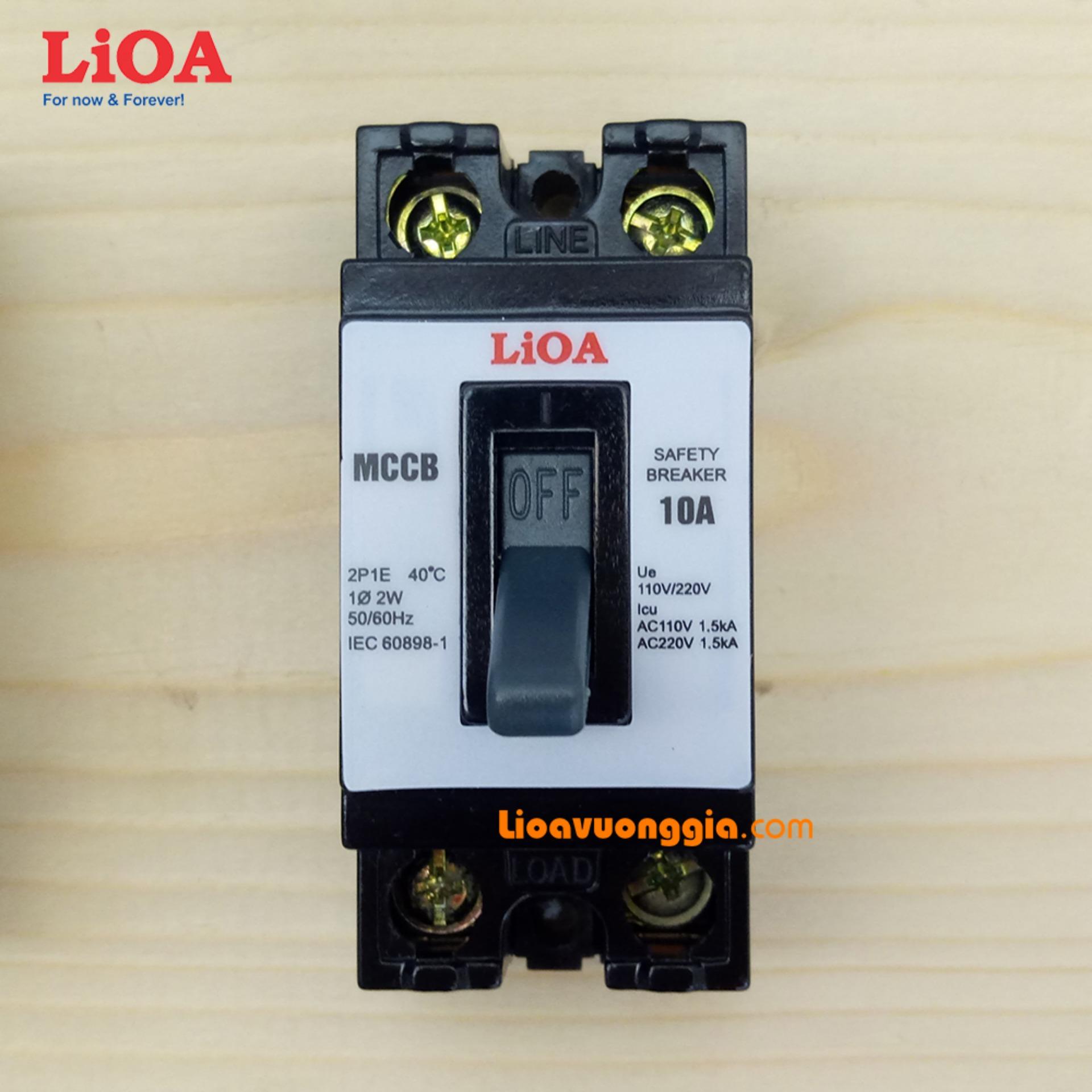 Cầu dao tự động an toàn lioa 10a loại 2 cực 2 tiếp điểm - mccb2p2e-10a