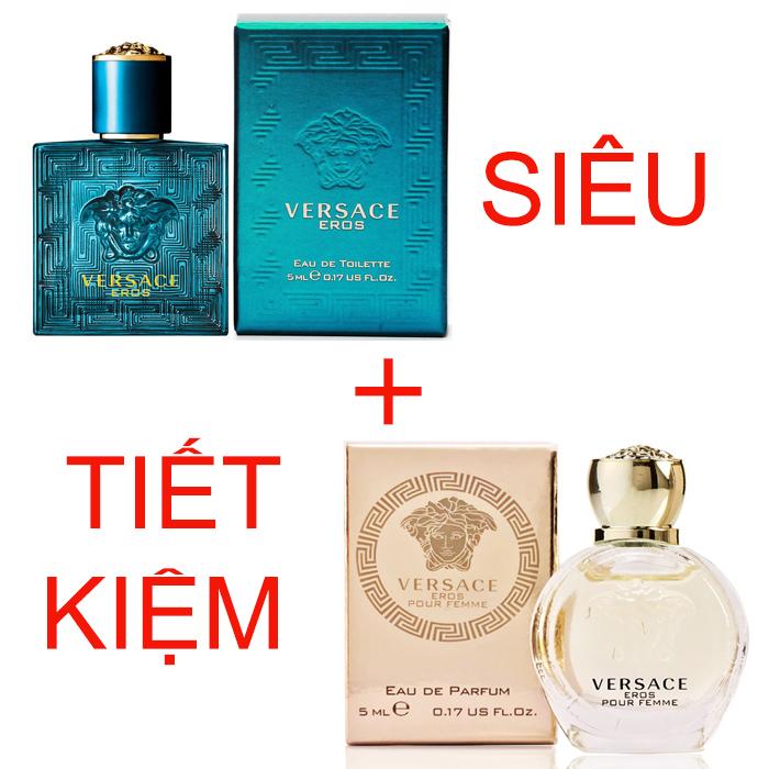 Bộ 2 nước hoa nam nữ V.E.R.S.A.C.E Eros và Eros Femme EDT 5ml x 2
