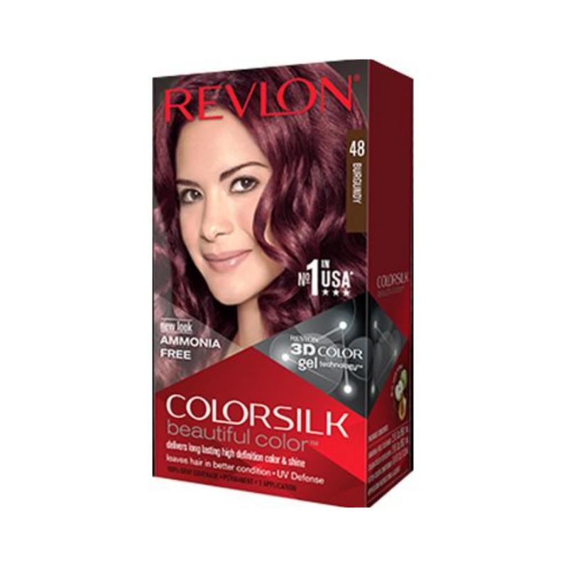 Thuốc nhuộm tóc Revlon ColorSilk 3D # 48 Đỏ Ánh Tím No Ammonia (tặng 01 nón trùm tóc) No 1 in the USA cao cấp