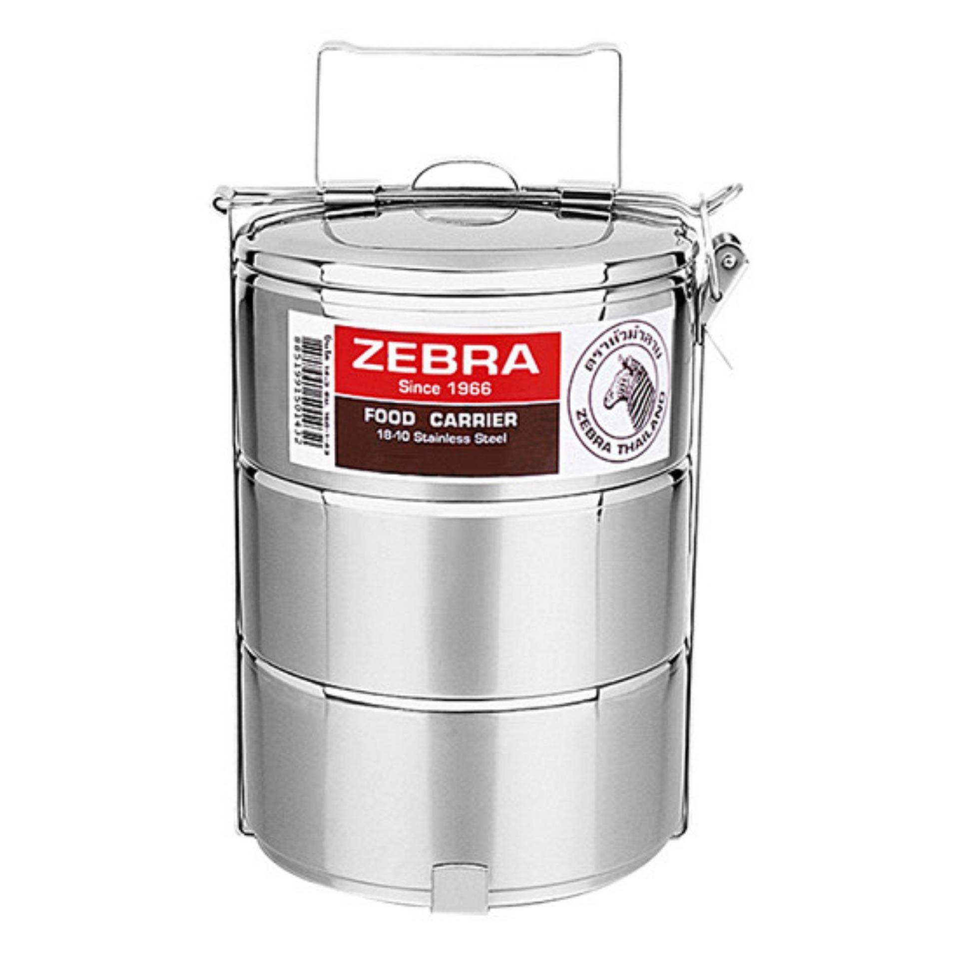 Camen (cặp lồng) Zebra 12cm x 3 ngăn-150123. Nhập khẩu Thái Lan, inox 304 cao cấp siêu bền, tuyệt đối an toàn cho sức khỏe