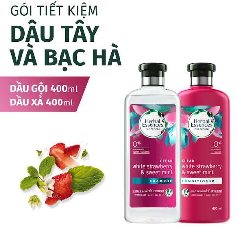 Bộ Dầu Gội - Xả Herbal Essences Dâu Tây và Bạc Hà