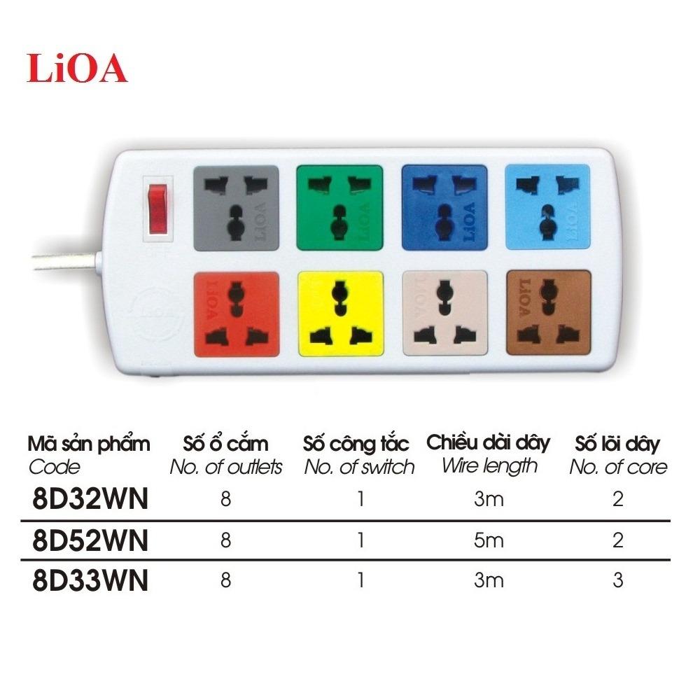 Ổ cắm kéo dài đa năng lioa 8d33wn
