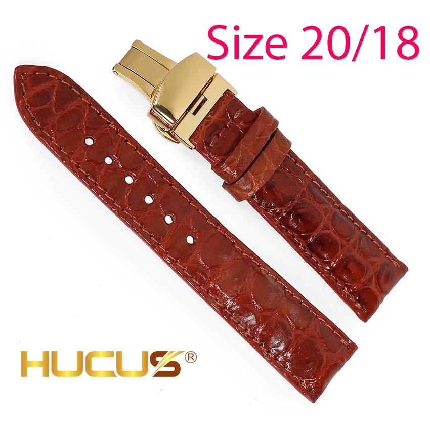 Dây Đồng Hồ Nam Da Cá Sấu + Khóa Bướm HC8104 (Size 20)