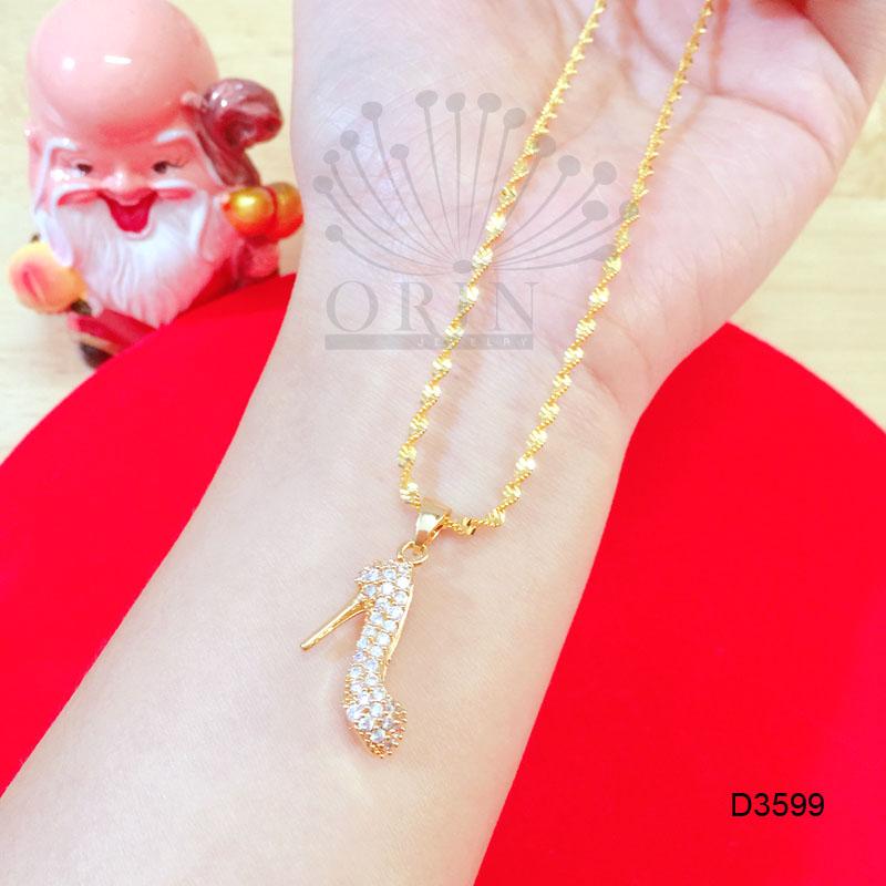 Dây chuyền mạ vàng dạng xoắn mặt hình chiếc giày đính đá sang trọng Orin D3599 - Long Tien