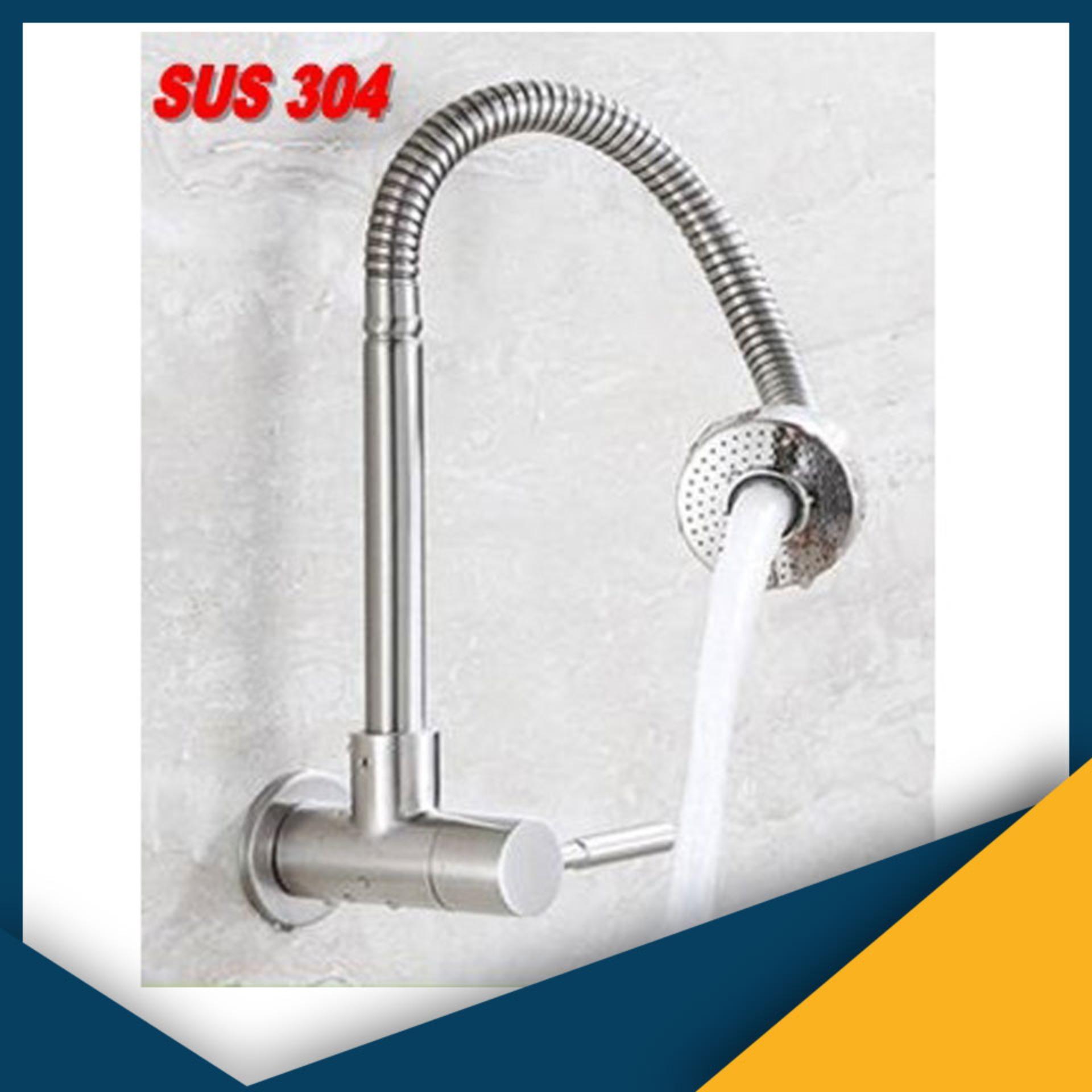 Vòi rửa chén lạnh cắm tường inox 304 (vòi bếp, vòi rửa bát) 6019