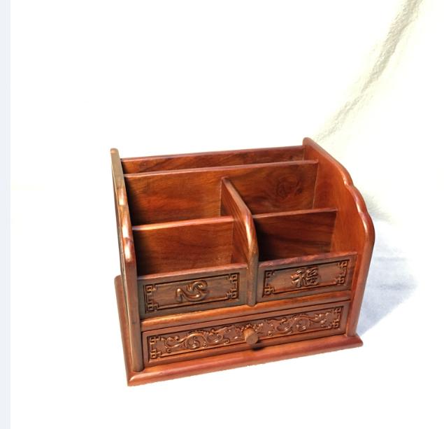 GIÁ ĐỰNG BÚT, Đựng Đồ Văn Phòng Nhỏ BẰNG GỖ HƯƠNG - LOẠI TO CHẠM TỨ DIỆN ( ẢNH THẬT)