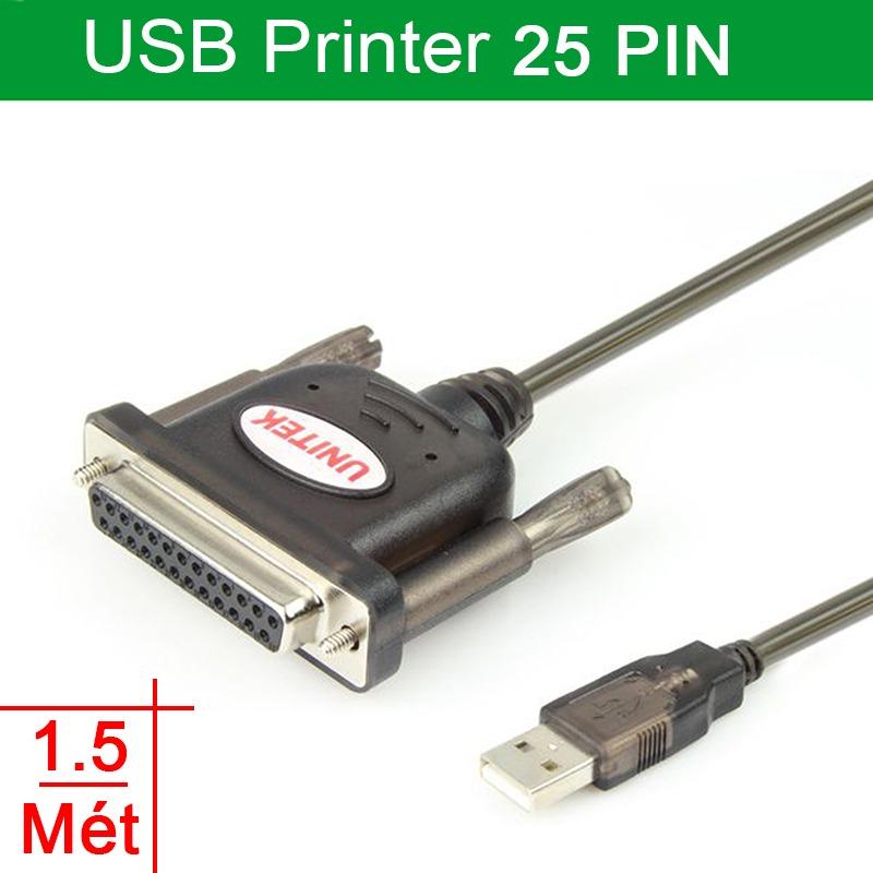 Cáp chuyển USB sang Parallel LPT 1.5 mét dùng cho các loại máy in kim Epson, Máy in khổ lớn, Máy in HP, Canon.v.v. Thương hiệu UNITEK Y-121