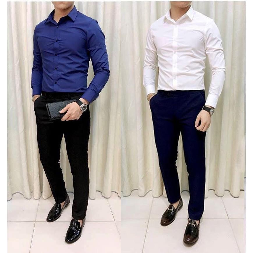 Combo 2 bộ 4 sản phẩm màu như hình: 2 sơ mi+ 2 quần âu