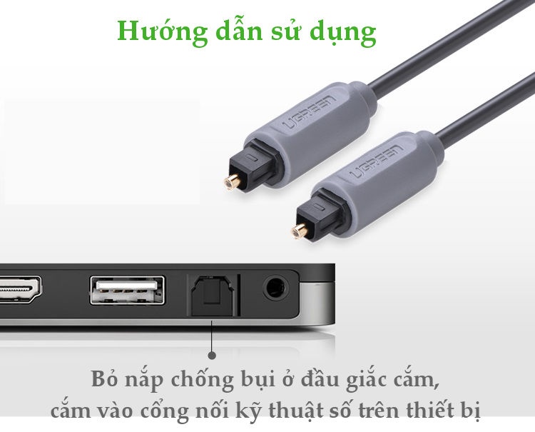 Dây audio quang Toslink truyền tải tín hiệu âm thanh với độ phân giải cực cao Hỗ trợ âm thanh Dolby Digital (5.17.1) AC3; DTS UGREEN AV122 Dây audio quang Toslink truyền tải tín hiệu âm thanh với độ phân giải cực cao Hỗ trợ âm thanh Dolby Digital (5.17.1) AC3; DTS UGREEN AV122