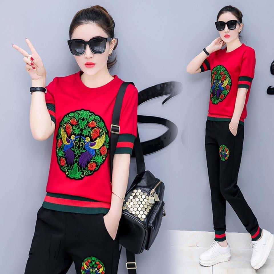 Sét bộ đồ thể thao thêu chim cao cấp