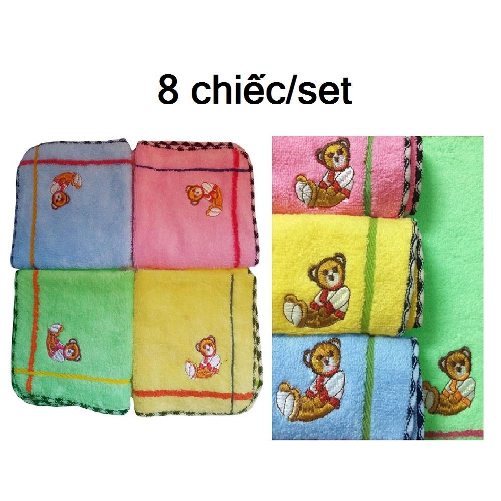 Bộ 8 chiếc khăn mặt trẻ em cao cấp 26x26cm VNXK Nhật Hàn