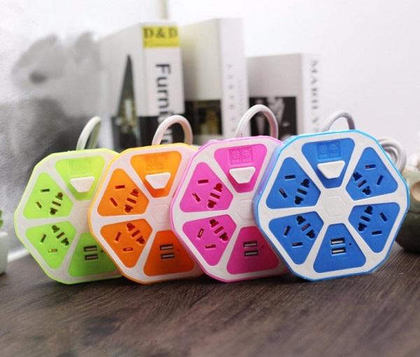 Ổ điện, ổ cắm điện đa năng trái cam 2 usb có công tắc an toàn