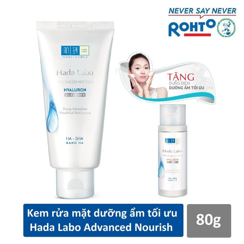 Kem rửa mặt dưỡng ẩm tối ưu Hada Labo Advanced Nourish Cleanser 80g + Tặng Dung dịch Hada Labo 40ml nhập khẩu