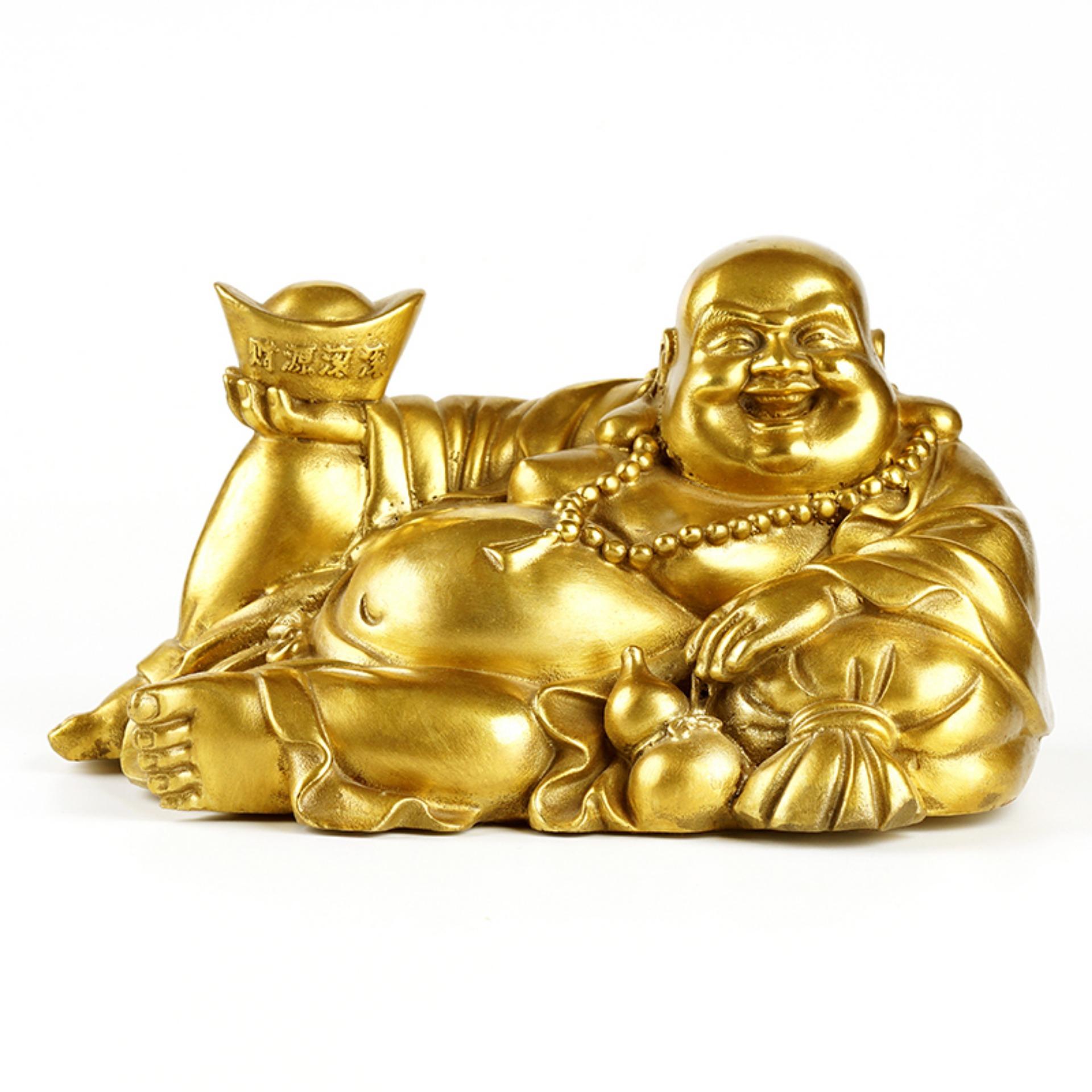Tượng Di Lặc Nâng Nén Vàng bằng đồng thau cỡ trung Hồng Thắng phong thủy Tài Lộc và hạnh phúc mãi mãi