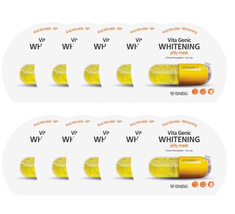 Hộp 10 gói Mặt nạ giấy dưỡng da trắng sáng và làm đều màu da Banobagi Vita Genic Whitening Jelly Mask (Vitamin C) 30ml x10