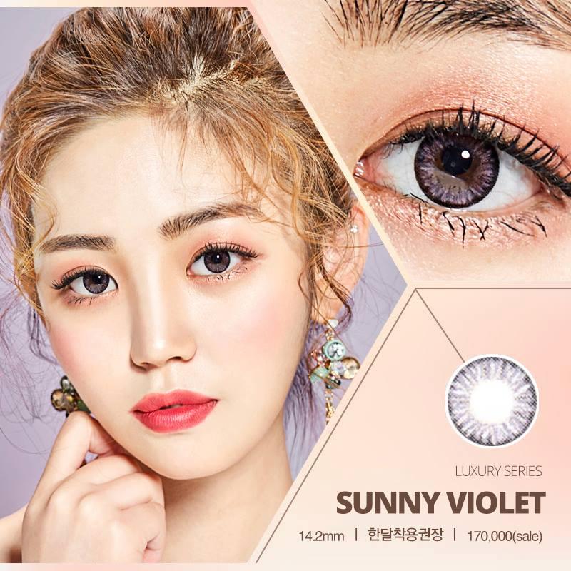 lens Kính áp tròng 0 độ 1 năm màu tím, xanh lá, hồng lens kiểu nhiều màu 2