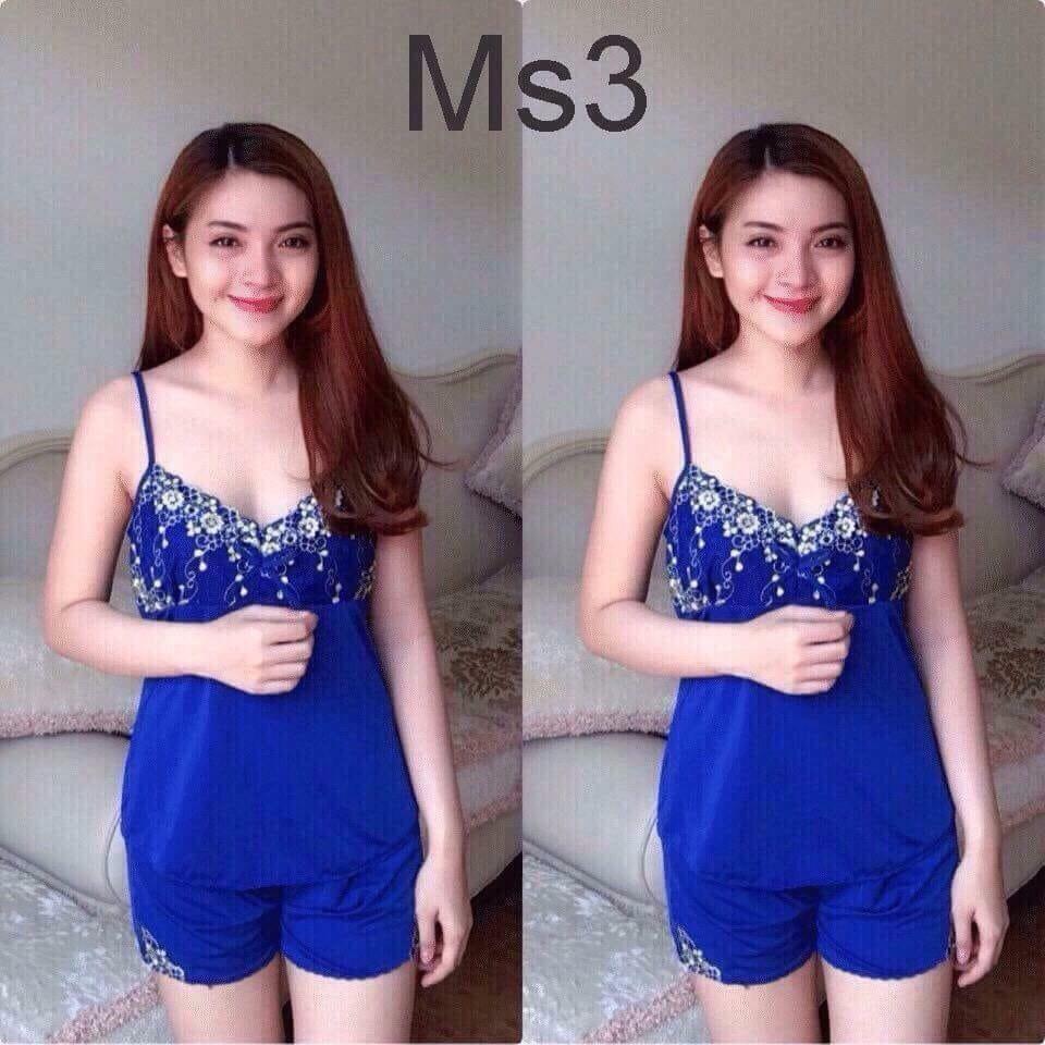Sale 79k- bộ đồ ngủ thun lạnh mặc nhà cổ v yanyan size 40-55kg