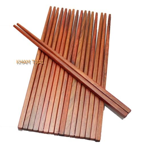 Đũa ăn gỗ Trắc đỏ đầu vuông , bộ 10 đũa ăn , đũa gỗ cho mọi gia đình