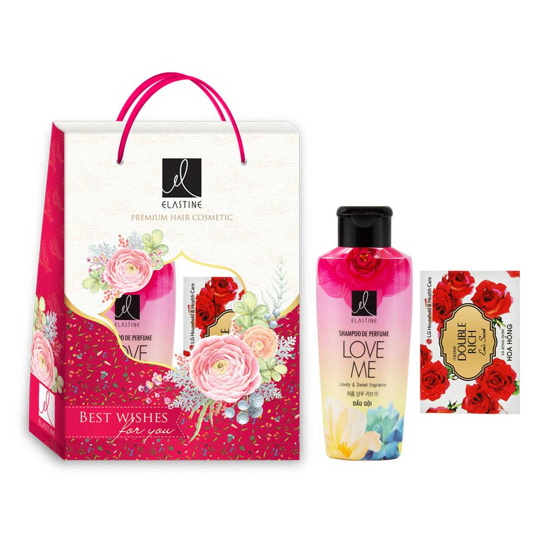 Bộ hộp quà dầu gội Elastine Love me 170ml + xà bông cục Eva 90g