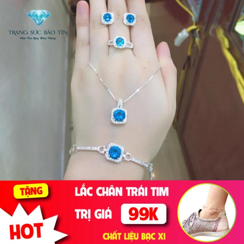 Bộ Trang Sức Nữ, Bộ Trang Sức Bạc Nữ Đá Xanh Dương Chất Liệu Bạc Cao - Cấp BẢO TÍN