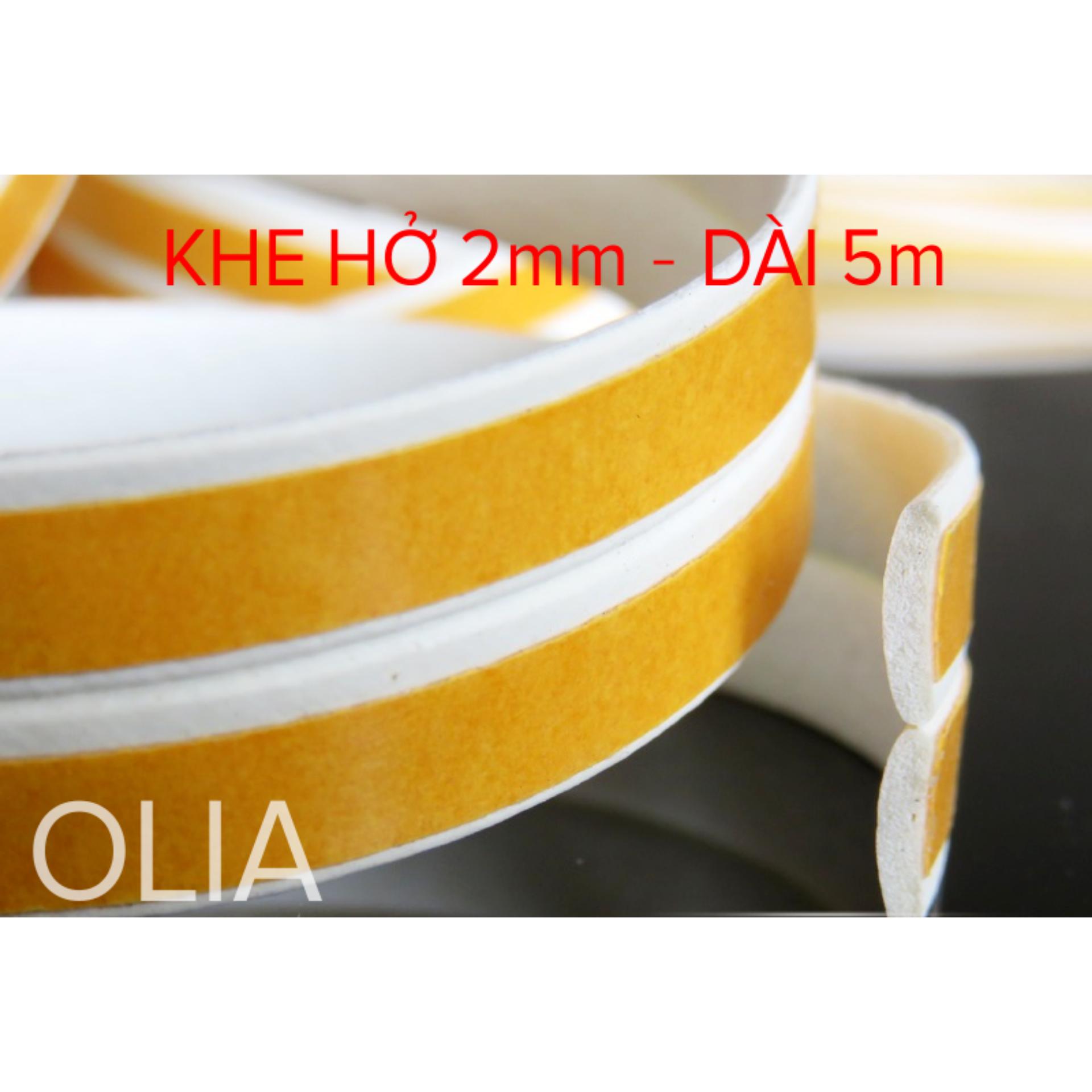 5 mét-Khe hở 2mm-Ron Cao Su Dán Khe Hở Cửa ngăn Bụi, Muỗi Giảm Âm-TRẮNG-OLIA- gioăng cao su