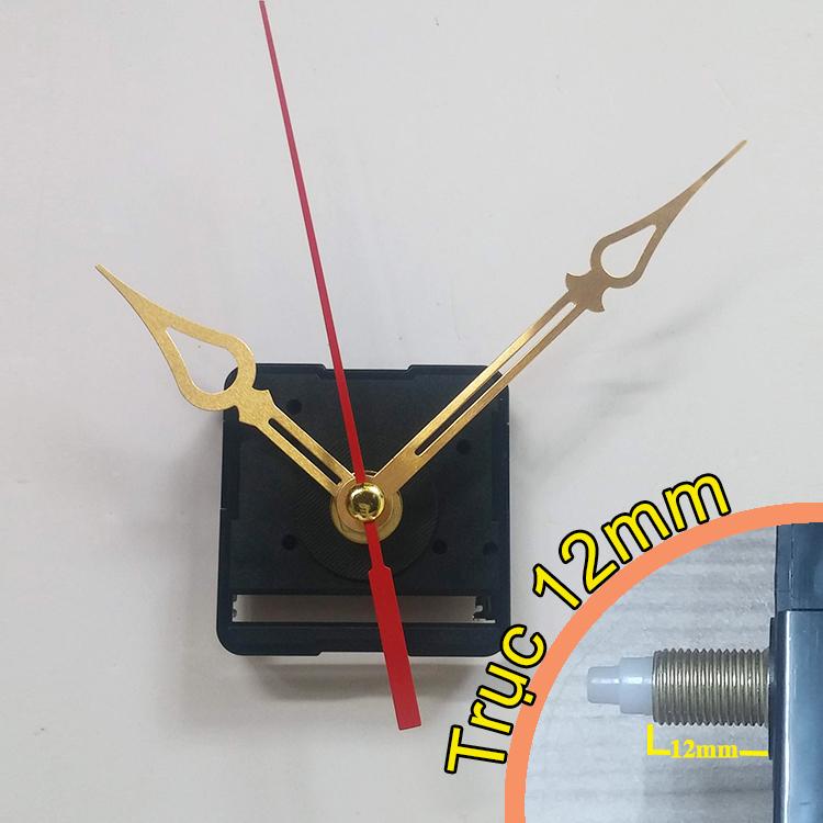 Bộ kim vàng 10cm và Máy đồng hồ treo tường Taiwan loại tốt - Kim trôi trục 12mm