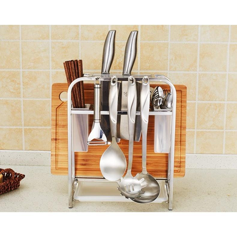 Kệ treo đồ, giá cài dao, kéo, đồ dùng nhà bếp đa năng inox 304 - 37x29cm