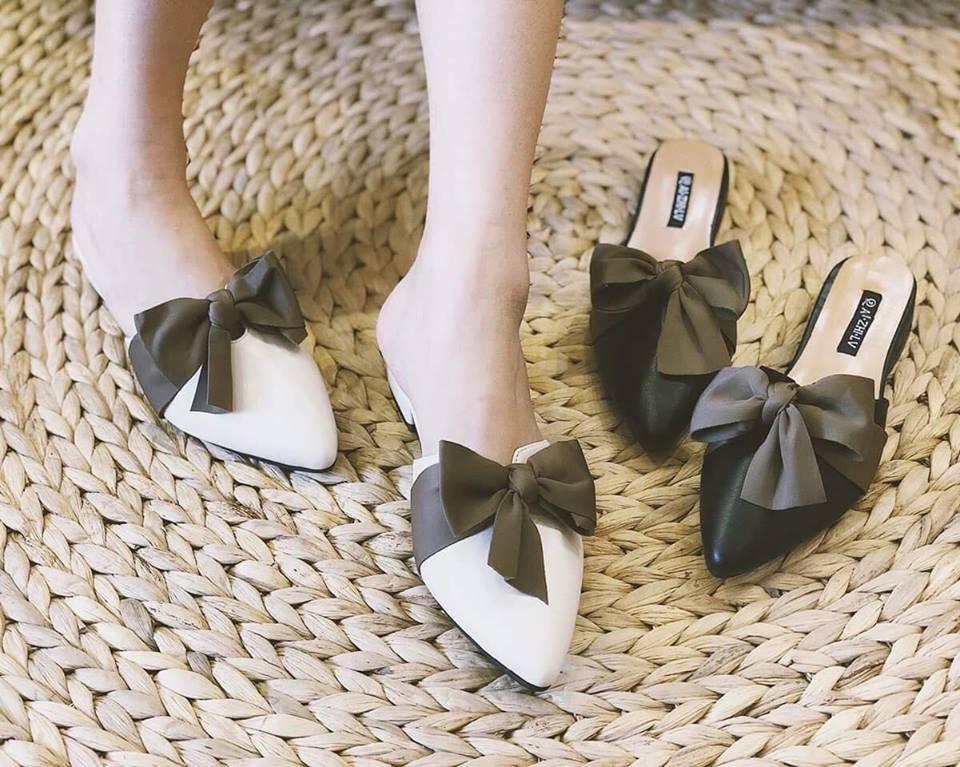 [FREE-SHIP] GIÀY NỮ I SỤC NỮ MŨI NHỌN NƠ LỤA BẢN TO SIÊU SANG CHẢNH- 130