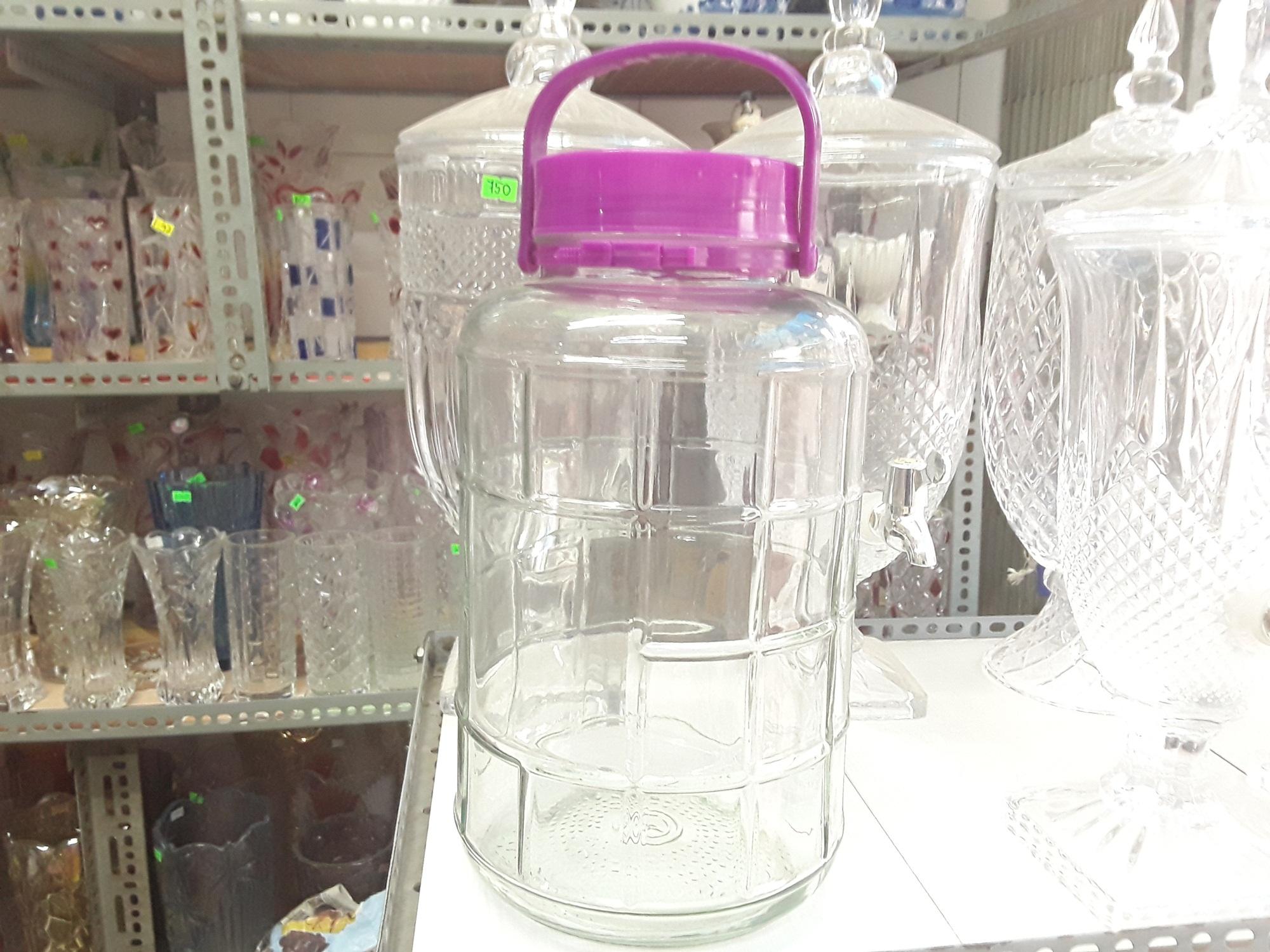 Bình thủy tinh ngâm rượu 8l quai nắp nhựa