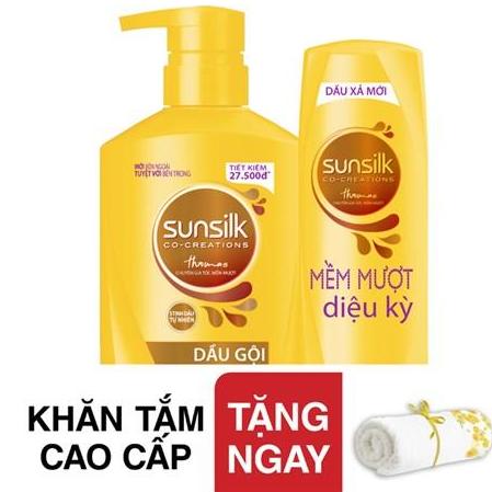 Bộ Dầu gội Sunsilk 650g + Xả 170g Tặng khăn tắm cao cấp