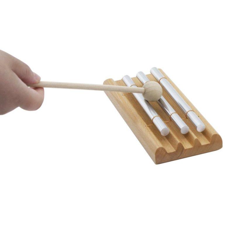 OSMAN 1 cái Bằng Gỗ Bộ Gõ Ba Thanh Chuông Bộ Gõ 3 Mực Nhạc Cụ