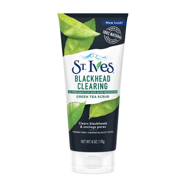 Rửa mặt tẩy tế bào St Ives Blackhead Clearing Green Tea Scrub 170g