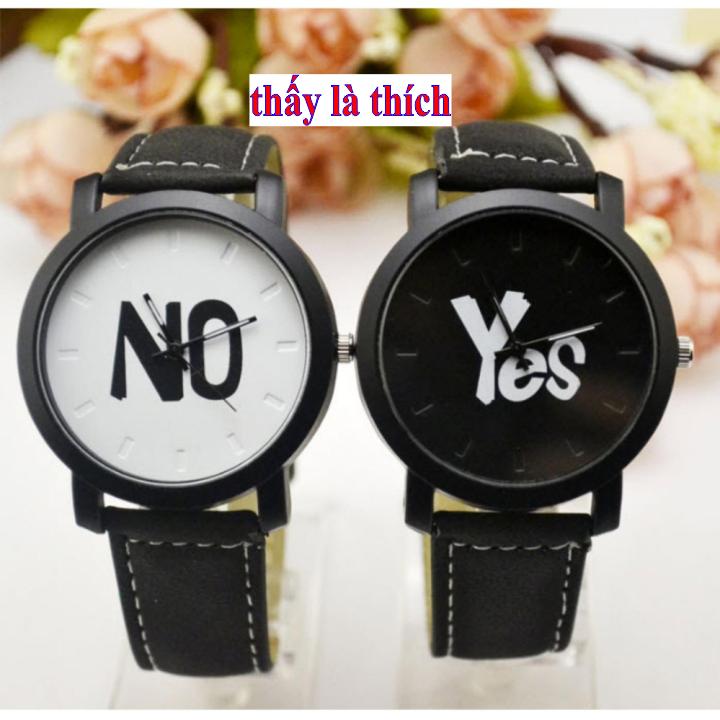 Đồng Hồ Cặp Đôi Chữ Yes / No Dây Da - 2 chiếc như hình - DH2018300044080139
