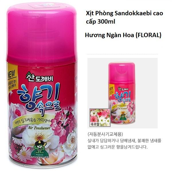 Bình xịt khử mùi thơm phòng Hàn Quốc Sandokkaebi 300ml (Hương Ngàn Hoa) GT766