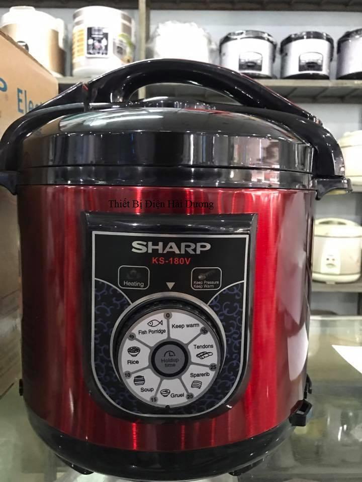 Nồi áp suất điện cơ Sharp KS-180V 6 lít 1000W (Đỏ) - Bảo Hành 1 Năm