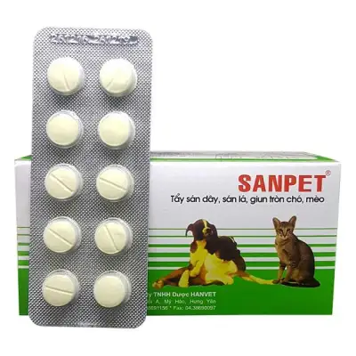 1 Vỉ 10 viên XỔ GIUN SANPET - ( 303) tẩy giun chó / tẩy sán chó / tẩy giun chó mèo / xổ giun chó mèo / so lai cho /-HP10521TC
