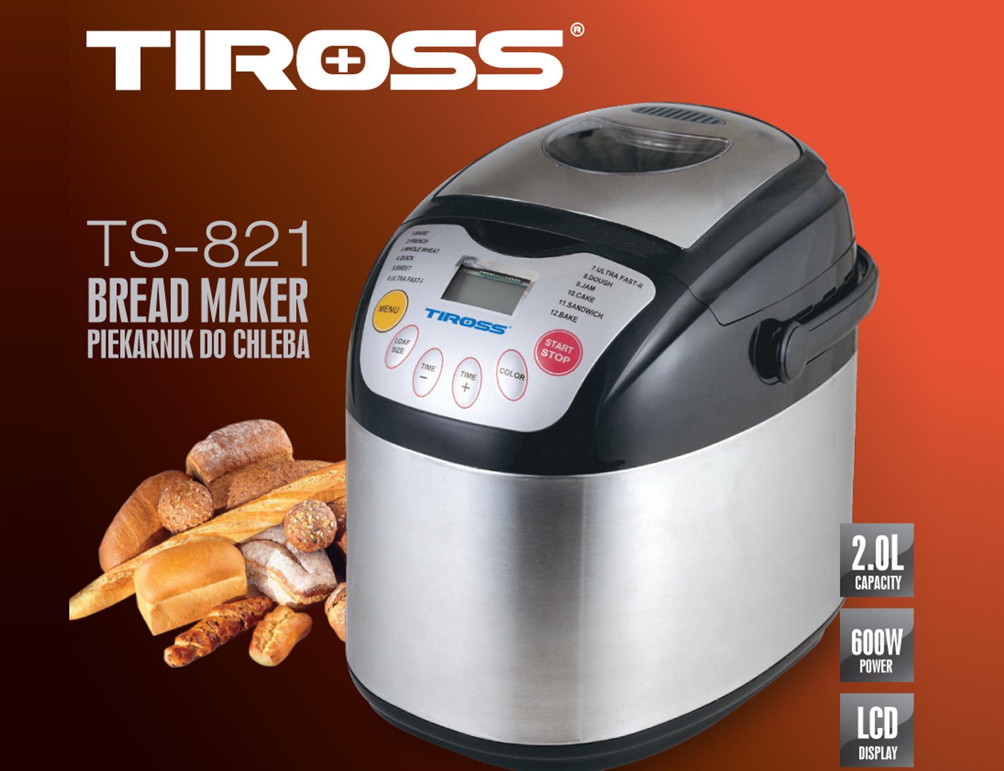 Máy làm bánh mì tiross 12 chức năng ts821