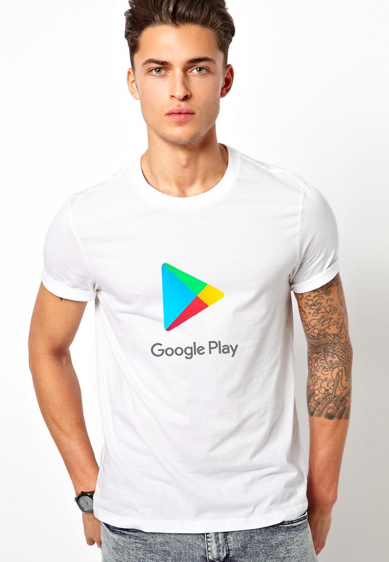 [HCM]Áo thun nam cổ tròn in hình Google play dày mịn aoknam554