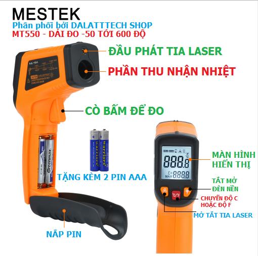 Mestek máy đo nhiệt độ súng đo nhiệt độ hồng ngoại đa năng không chạm bản laser từ -50 tới 600 độ c