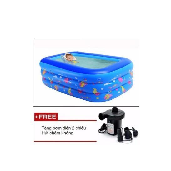 Bể bơi phao 3 tầng cho bé 130x90x55cm + bơm điện 2018