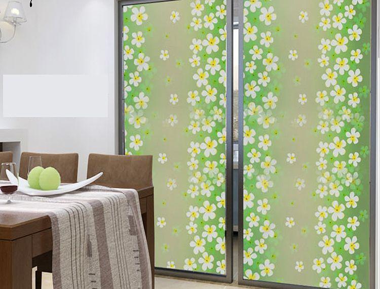 5m Decal giấy dán kính/kiếng hoa lá xanh lá cây